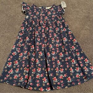 Floral Kids Dress in Navy and Red